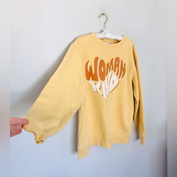 Woman kind pale yellow and organs retro style crew neck oversized sweatshirt - Picture 4 of 5